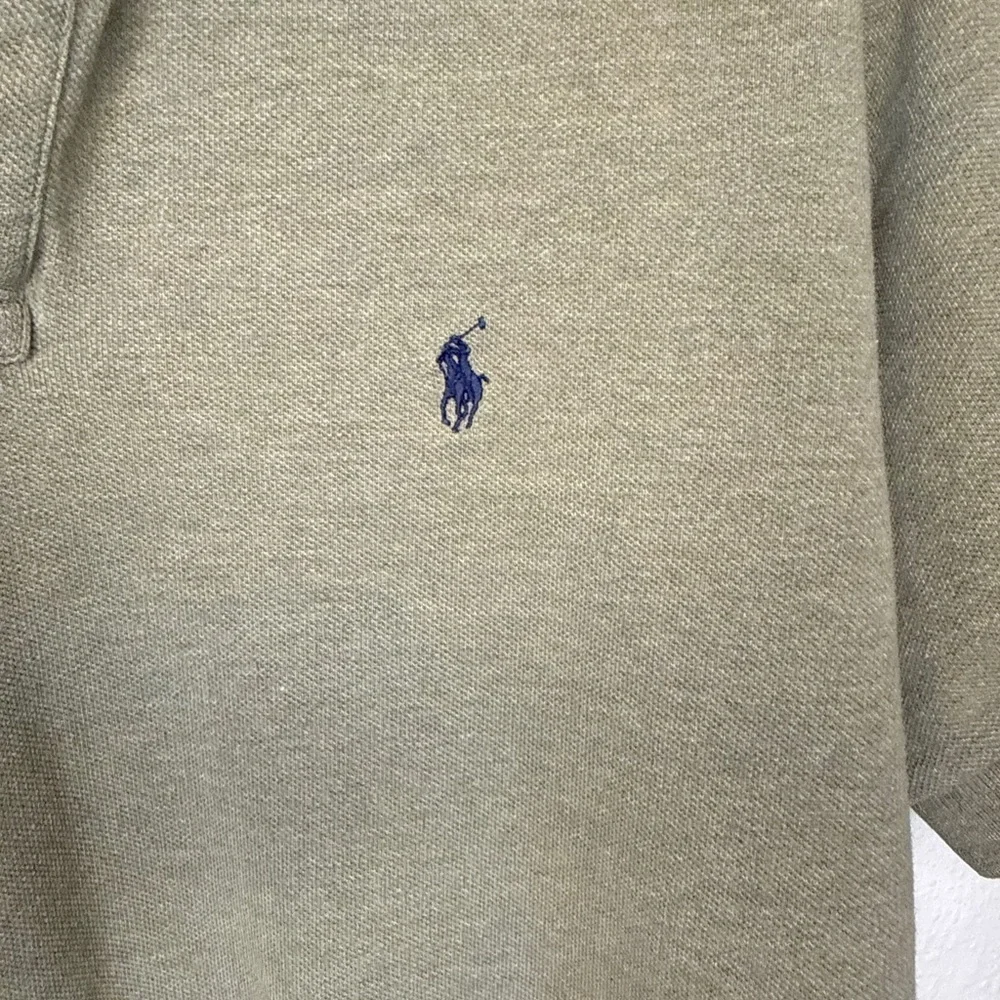 Ralph Lauren Olive Green Polo Shirt with Navy Classic Horse Logo